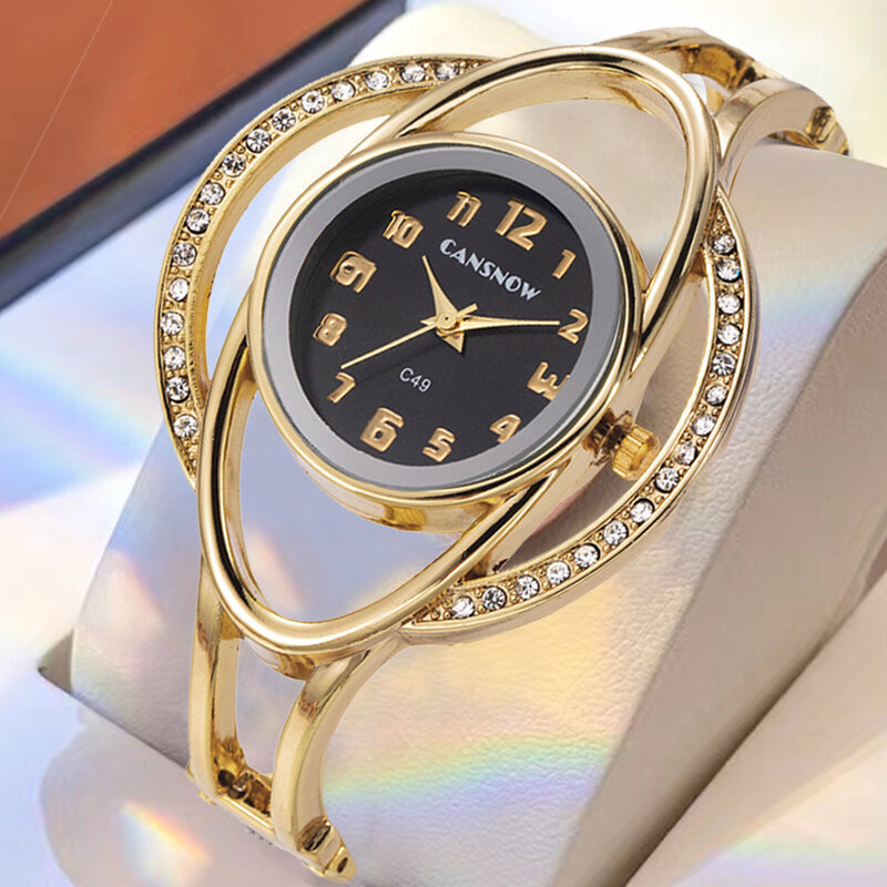Jam tangan wanita mewah 2023 mode baru berlian gelang wanita kuarsa jam tangan emas perak hadiah untuk pacar Montre Femmes