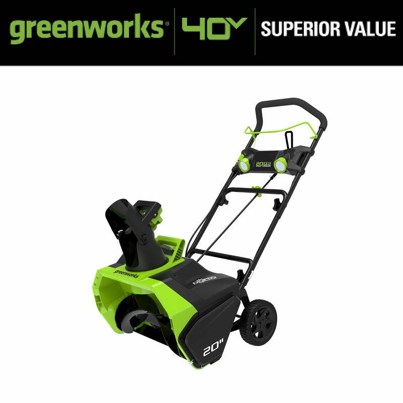 Greenworks-soplador de nieve inalámbrico sin escobillas, 40V, 20 pulgadas, con batería de 4,0 Ah y cargador, 26272