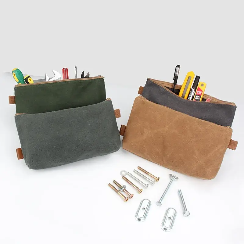 휴대용 습식 왁스 캔버스 도구 가방, 방수 하드웨어 보관 가방, 다기능 소형 도구 가방, 고품질 정리함