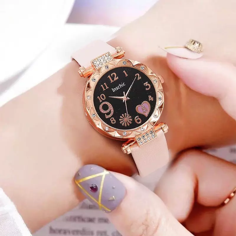 Роскошные модные женские часы, многоцветный ремешок из искусственной кожи, Женские кварцевые наручные часы, браслет из сплава для женщин, подарок для женщин, женские часы