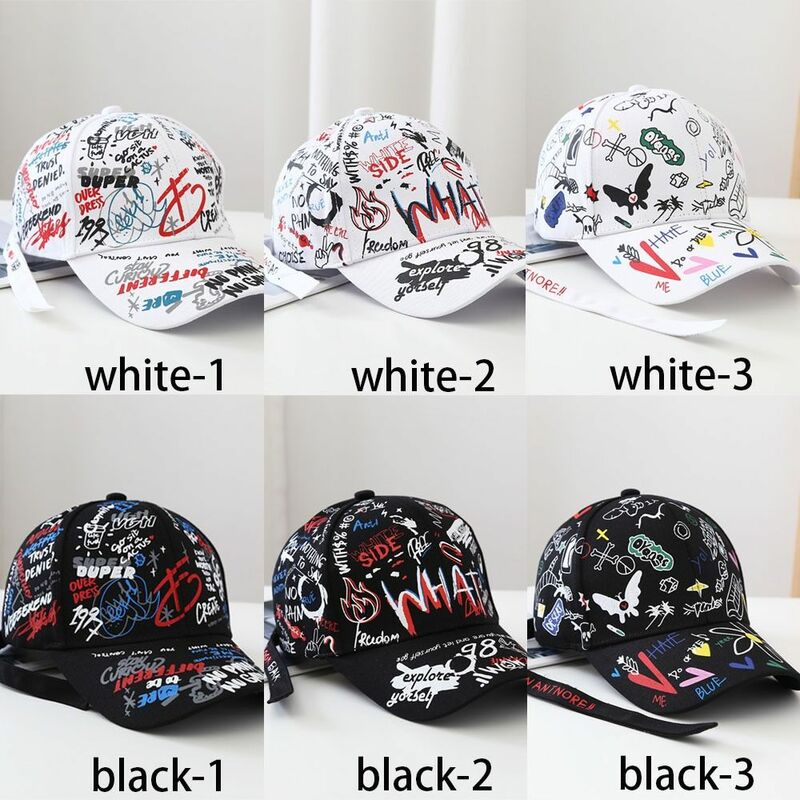 Cotton Graffiti Baseball Caps Casual Sports Sunshade Hip Hop Hat Adjustable Outdoor Summer Visor Cap Unisex