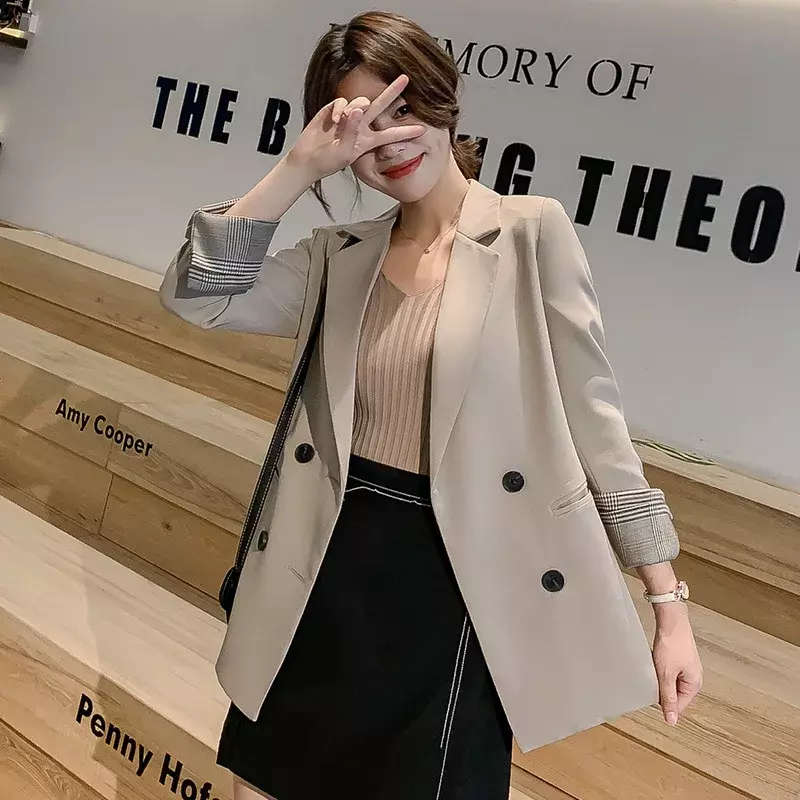 Wiosna Blazers dla kobiet 2023 nowy koreański mody szczupła stałe eleganckie garnitury biurowa, damska z długim rękawem swobodny szyk Blazer