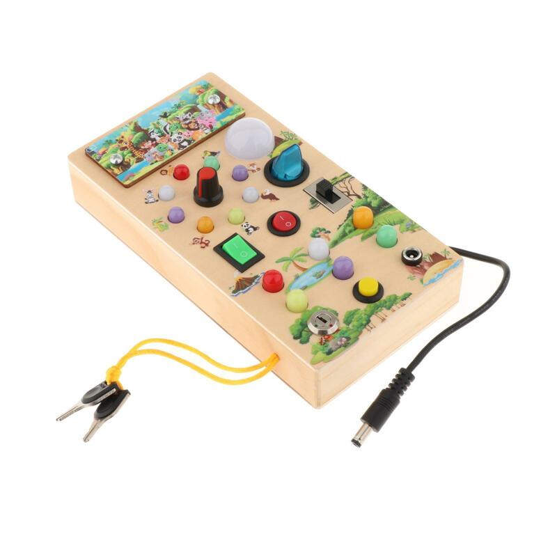 Schalter beschäftigt Board Lehrmaterial Dinosaurier sensorische Board Aktivität Spielzeug frühe Bildung für Reise Kinder Kinder 1-3 Geschenke