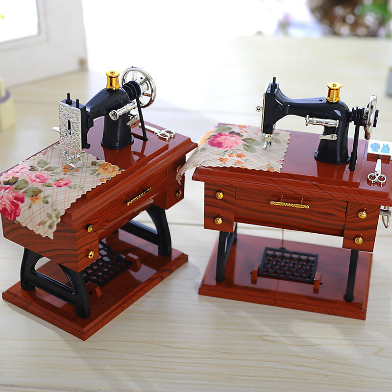 Music Box Sewing Machine Shape Decor Desktop Kids Mini Crea*tive