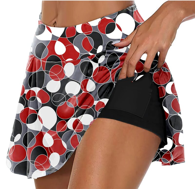 Faldas de tenis de doble capa para mujer, con 2 bolsillos, cintura alta, Falda plisada de Golf, bádminton, Fitness, falda diaria antideslumbrante