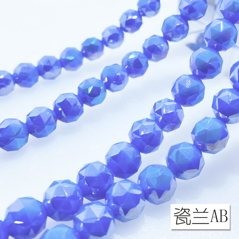 Koaem Glass Beads 6mm 8mm10mm Diy Crystal Bead Accessories Explosion Flash Bead Round Section Crystal Beads for JewelAccessories