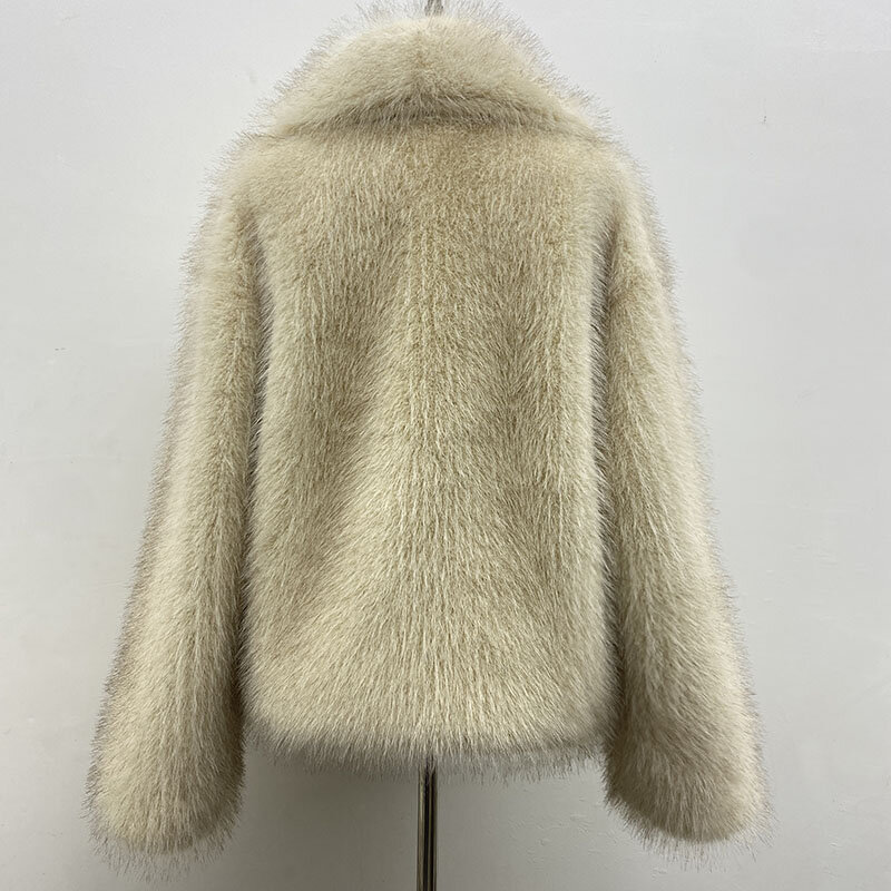 Abrigo de piel de zorro de imitación para mujer, chaqueta holgada de piel sintética con solapa grande, ropa cruzada de AliExpress, invierno, nuevo