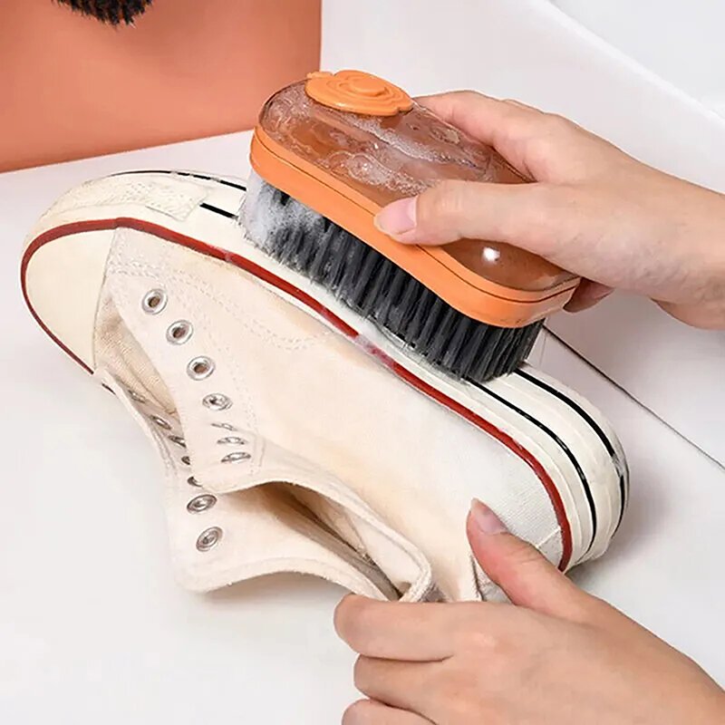 Herramienta de limpieza del hogar, cepillo de limpieza multifunción, cepillo de zapatos líquido con cerdas suaves, cepillo de ropa de mango largo