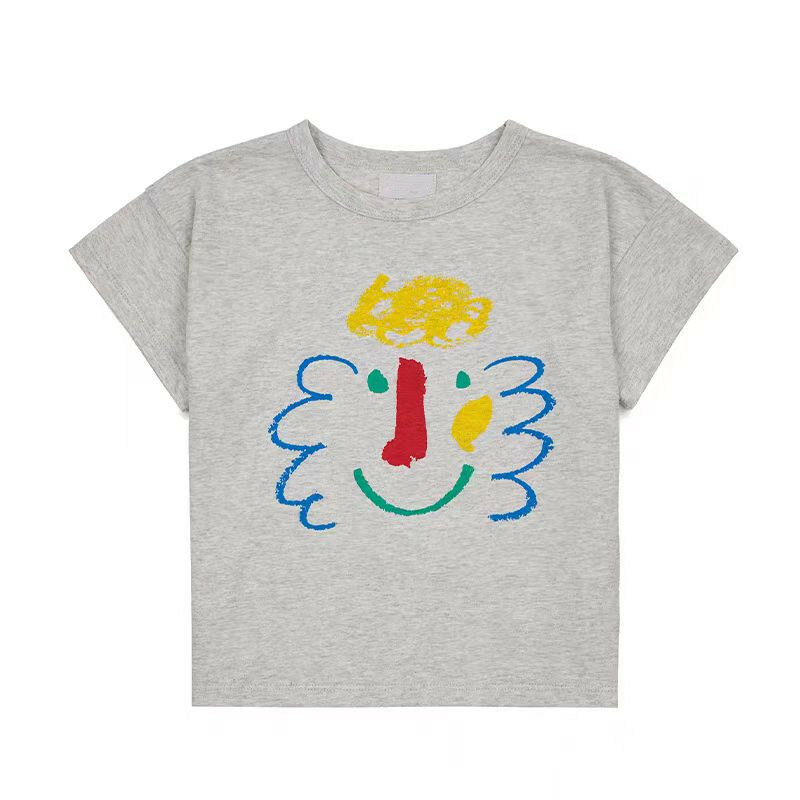子供のための古典的な顔のTシャツ,ファッショナブルなブランド,デザイナーの服,トップス,男の子と女の子,夏,2024