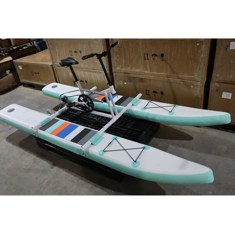 Funworldsport Hot Sale Inflatable Single Water Bike Pedalo Pedal Boat Aqua Quad Water Bike For Kids