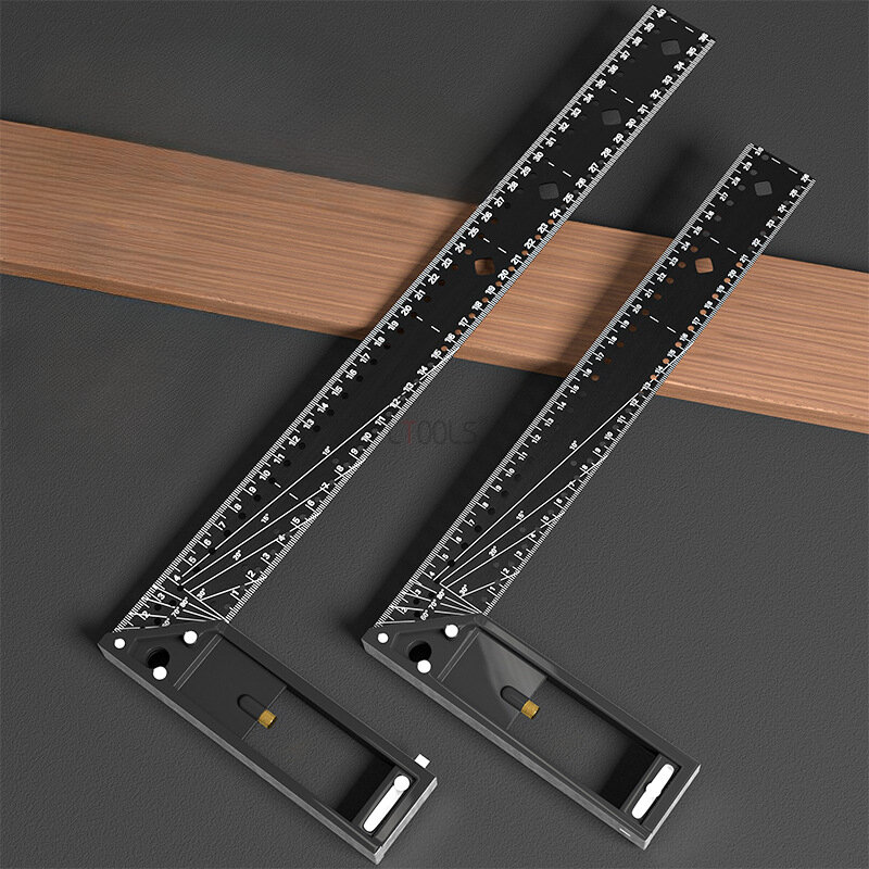 Multi Functional Right Angle Ruler 45°/90° Hole Angle Ruler Industrial Grade Thicken Positioning Marking Angle Ruler Woodworking