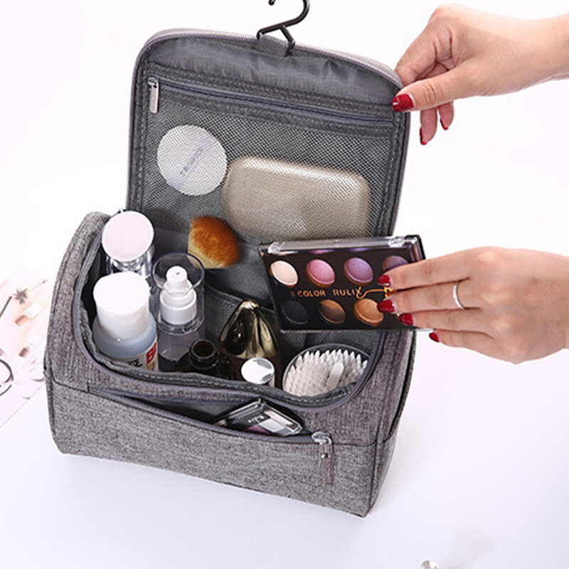 Bolsa de almacenamiento de cosméticos de viaje impermeable, bolsa de maquillaje portátil con estampado de oso, bolsa colgante de viaje, organizador de maquillaje, almacenamiento de artículos de tocador