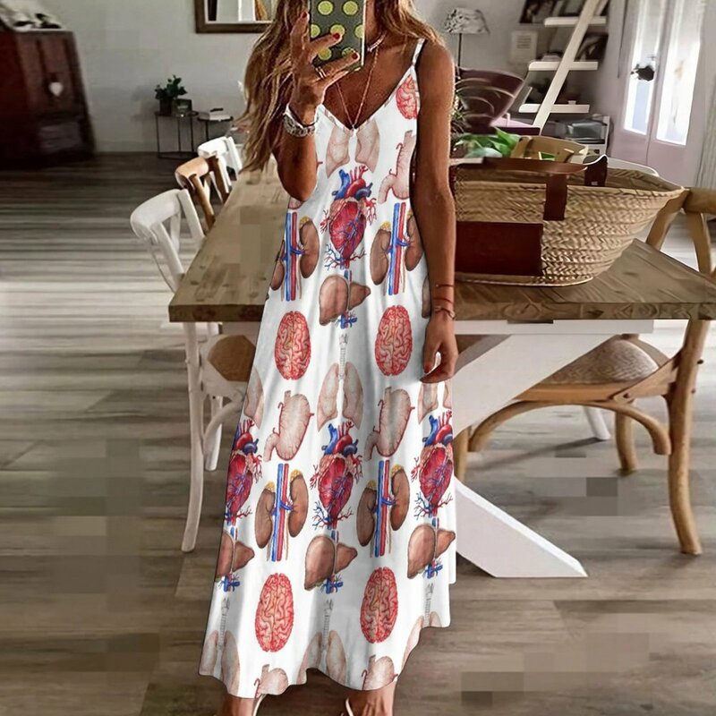 Watercolor anatomy collection Sleeveless Dress Elegant gowns Women's long dress dresses for womens