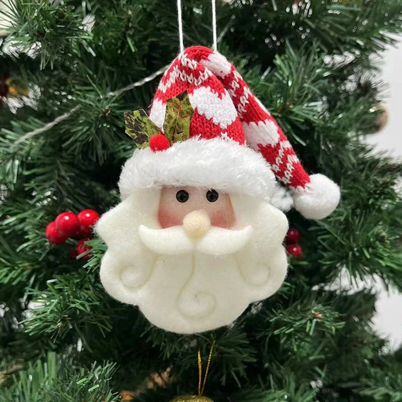 1PC Christmas Ornaments Cute Plush Santa Claus Pendant Xmas Tree Hanging Decorations For Home 2024 New Year Decor Kids Gifts Toy