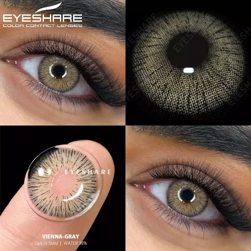 Eyeshare-lentes de contato coloridas para olhos, 1 par, azul, cinza, cosmético, anual