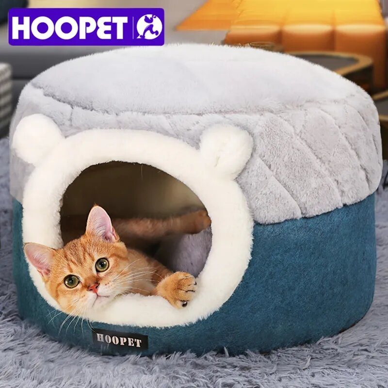 HOOPET 고양이 침대 집 부드러운 봉제 개집 강아지 쿠션 작은 개 고양이 둥지 겨울 따뜻한 잠자는 애완견 침대 애완 동물 매트 용품