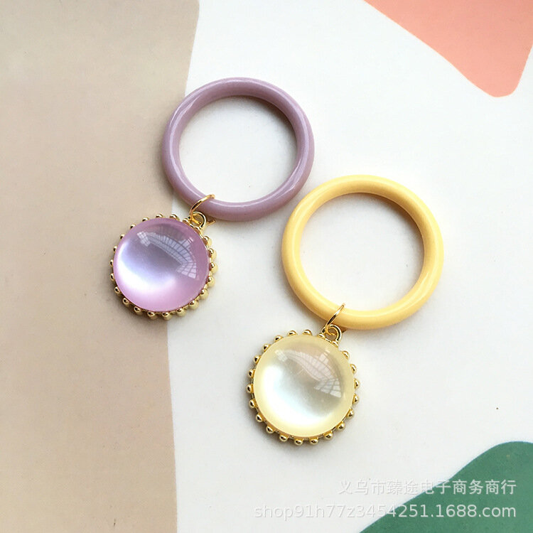 Marco de círculo calado, accesorios de resina para fabricación de joyas DIY, círculo geométrico de color japonés, 5 piezas