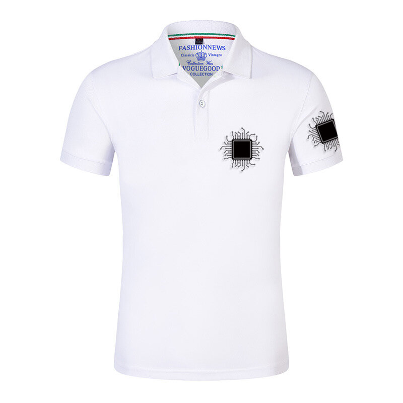 CPU Processor Circuit Diagram 2023 New Summer Men Short Sleeve Polo Shirts Contrast Streetwear Casual Fashion Tops