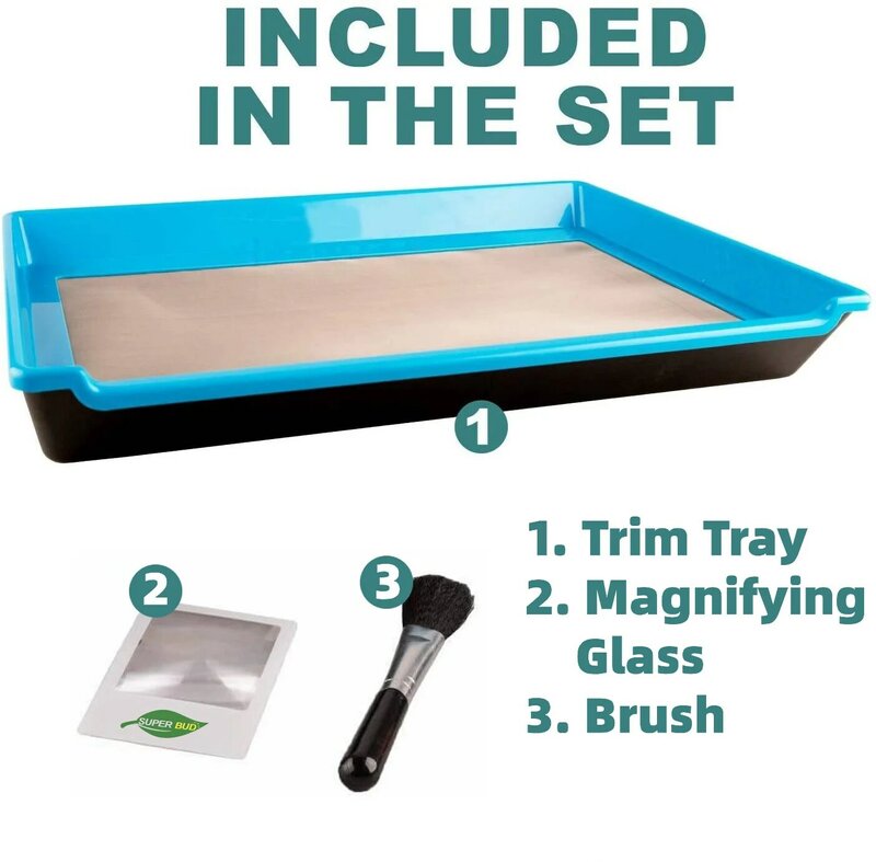 Trim Tray Durable Premium Quality Set w/ 2-Tier Tray, 150 Micron Screen Tray ABS Trimming Tray Trim Bin Set for Buds and Herb