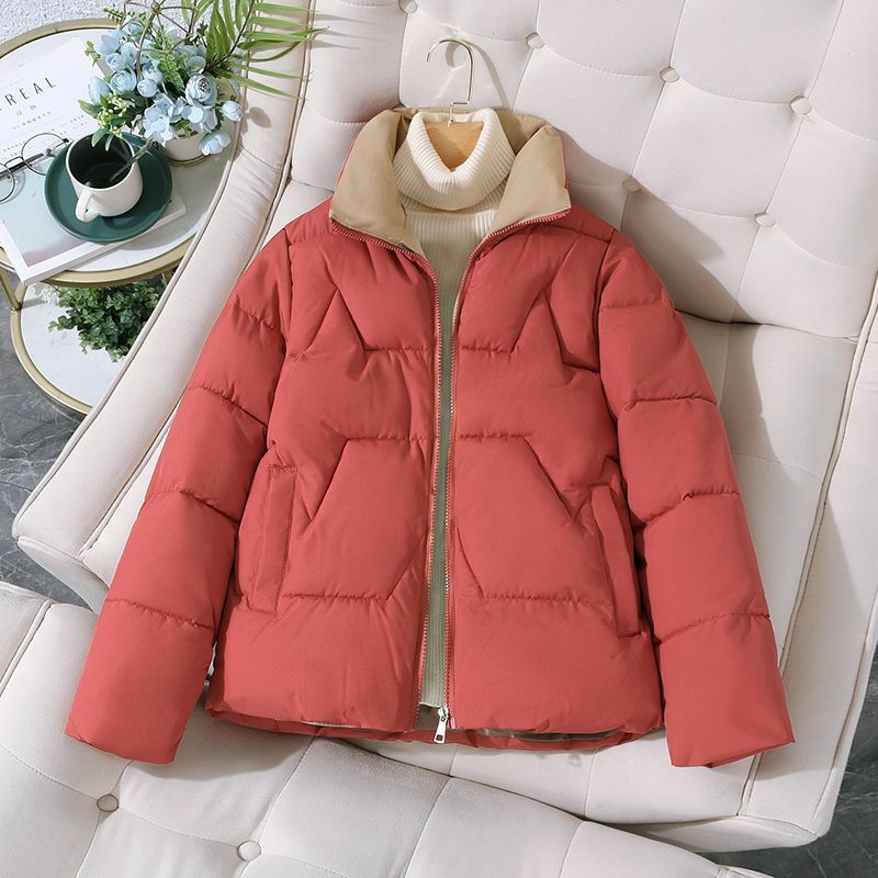 女性用防寒ジャケット,単色,暖かいアウターウェア,厚手,冬,秋