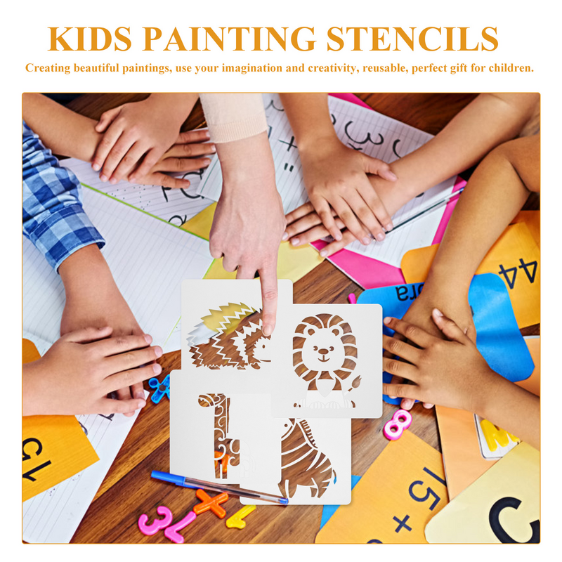 Pochoirs de peinture à l'huile pour enfants, modèle de dessin animal, modèles de galets, dessin animé, 16 pièces