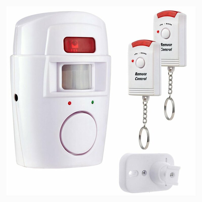 Detektor Sensor gerak PIR nirkabel, sistem keamanan Alarm kafilah garasi gudang rumah dengan 2 kontrol jarak jauh