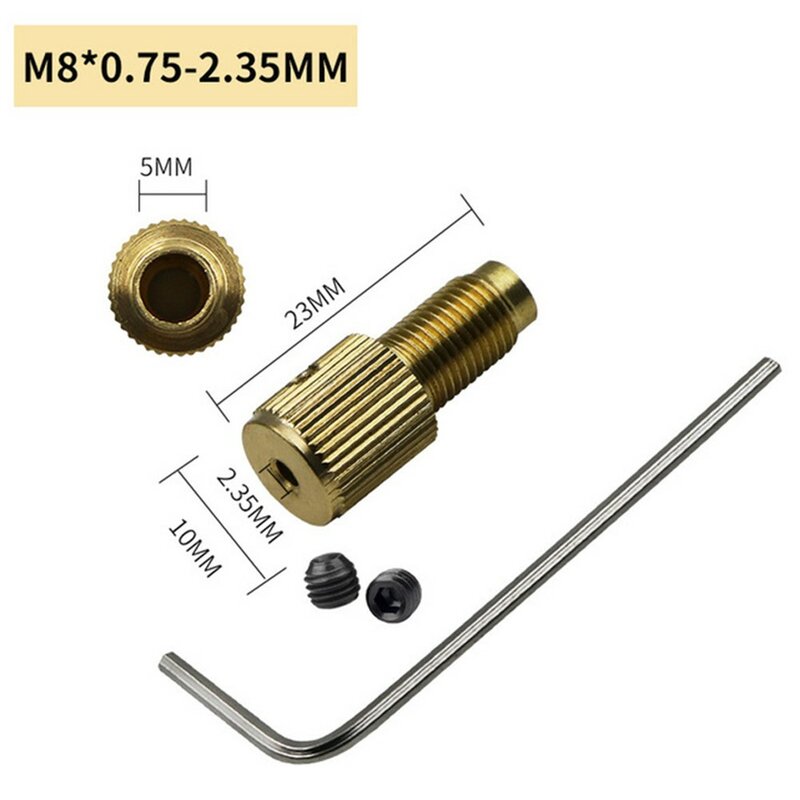 ประแจขนาดเล็กตัวแอล4ชิ้นตัวยึดสว่านทองเหลืองขนาดเล็กขันตัวเองด้าม M8-2/2.3/3.17/5มม. เครื่องมือไฟฟ้า