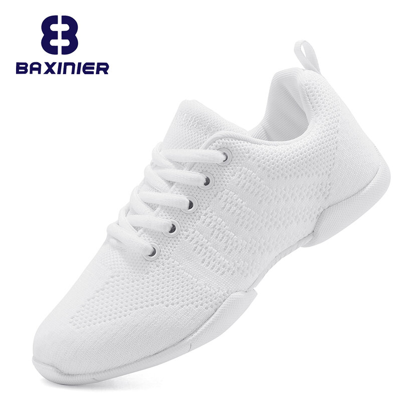 BAXINIER สีขาว Cheer รองเท้า Trainers Breathable การฝึกอบรมเต้นรำรองเท้าเทนนิสน้ำหนักเบาเยาวชน Cheer การแข่งขันรองเท้าผ้าใบ
