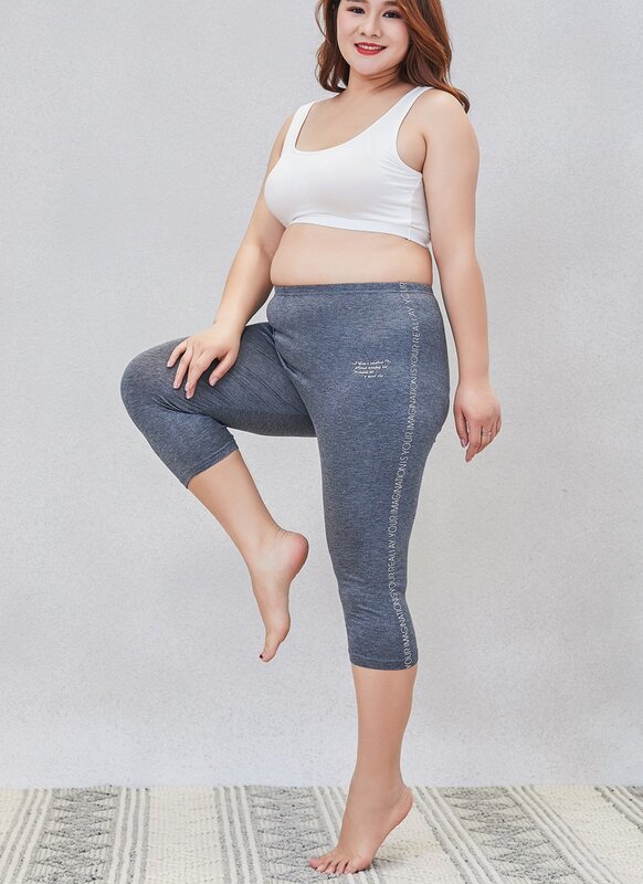 Leggings de talla Extra grande para mujer, pantalones abiertos de verano para exteriores, de siete puntos, Modale, más grasa para aumentar la holgada, 7XL