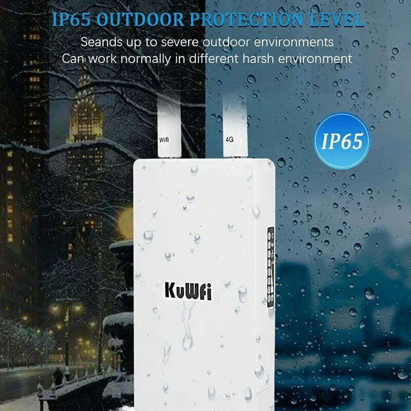 KuWFi Outdoor 4G CPE Wifi Router 150Mbps Bezprzewodowy router Wi-Fi z gniazdem karty SIM Przedłużacz Wifi na każdą pogodę do kamery IP