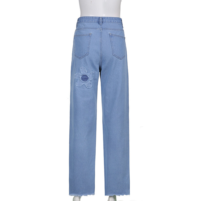 Floral Patchwork Casual Jeans Vintage Mulheres Calças de Cintura Alta Calças Jeans Capris Moda Elegante Senhoras Verão 2023 Y2k Calças