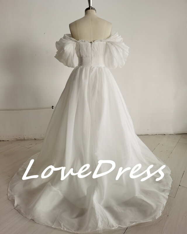 Свадебное платье принцессы с открытыми плечами в стиле бохо, платье невесты с аппликацией сердечком и пышными рукавами, ТРАПЕЦИЕВИДНОЕ ПЛАТЬЕ С Открытой Спиной для невесты, 2023