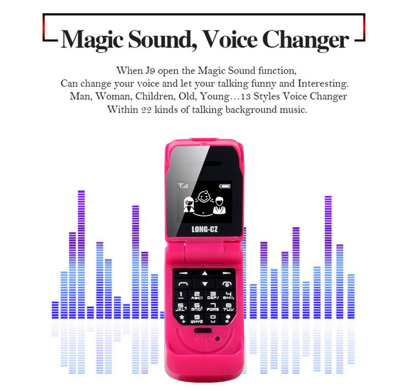 UNIWA J9 2G Super Mini Flip Mobile Phone clamshell Push Button Wireless Bluetooth Dialer FM Magic Voice Handsfree Earphone