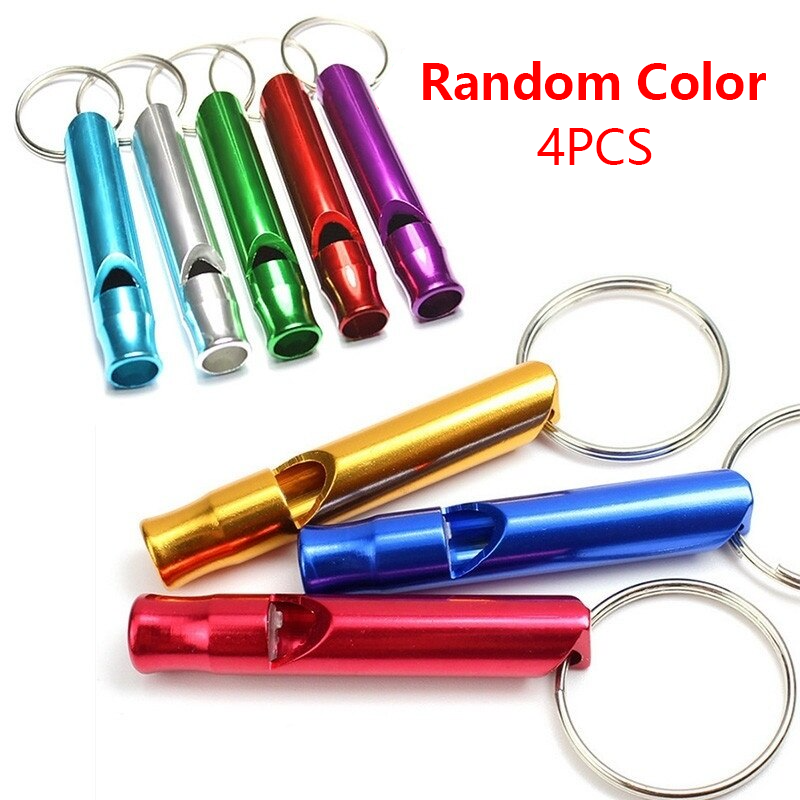 4Pcs/Set Aluminum Alloy Small Whistle Key Ring Keychain for Outdoor Survival Camping Emergency Sport Safety Rape Whistle