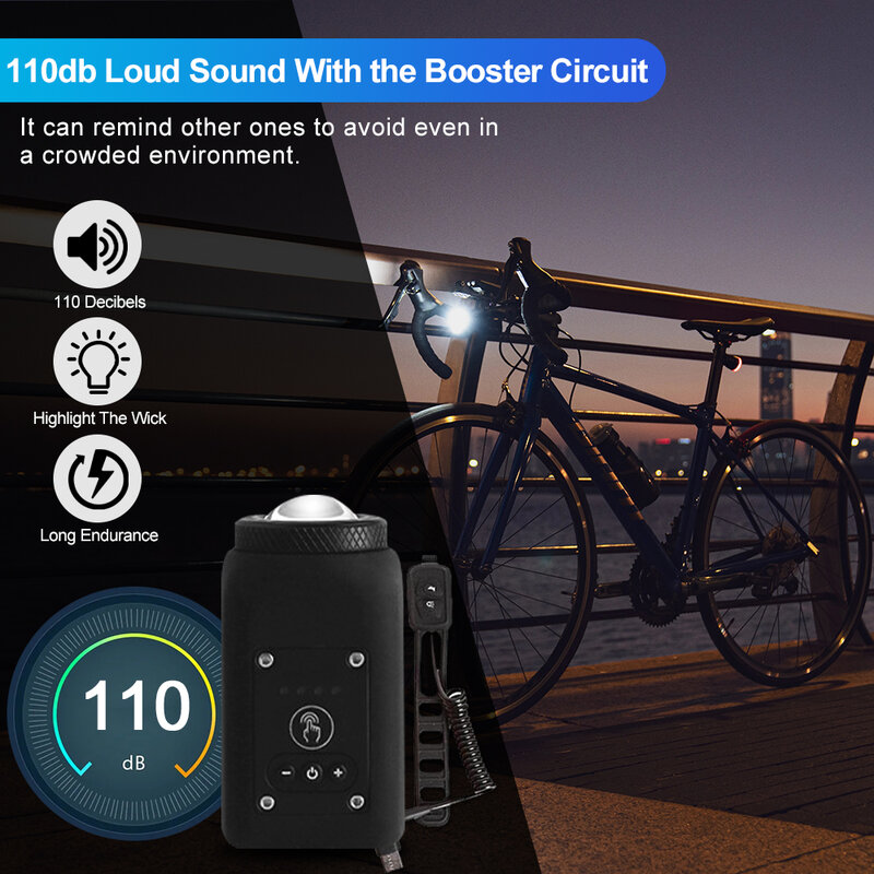 Klakson przednie światło roweru 110db z dźwiękiem ostrzegawczym oświetlenie rowerowe nocne światło do jazdy akcesoria do rowerów górskich na rower szosowy
