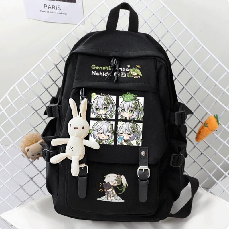 Game Genshin Impact Buer Nahida Backpack Black Student School Book Bags Teenage Kids Travel Bagpack Shoulder Fashion Bags Gift