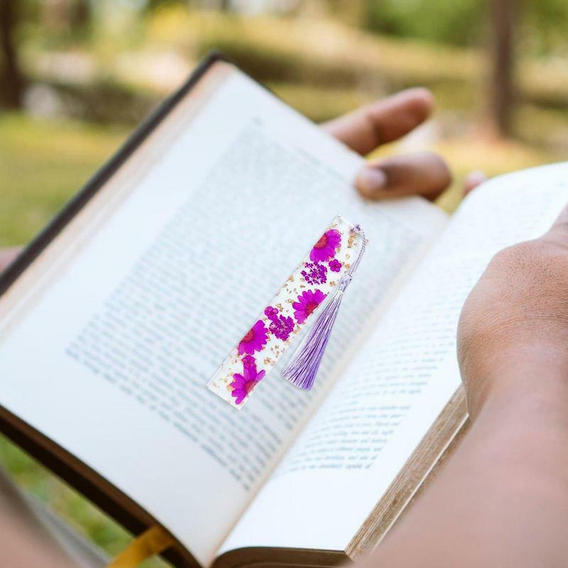 Transparente Daisy resina epóxi livro marcador, pressionado Flower Bookmark, Floral Page Marker para melhores amigos