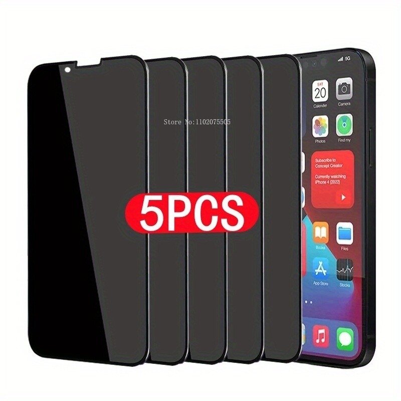 5Pcs Privacy Tempered Glass for iPhone 11 Pro 12 13 Mini 14 Pro Max Screen Protector For IPhone X XS MAX XR  7 8 15 Plus Glass