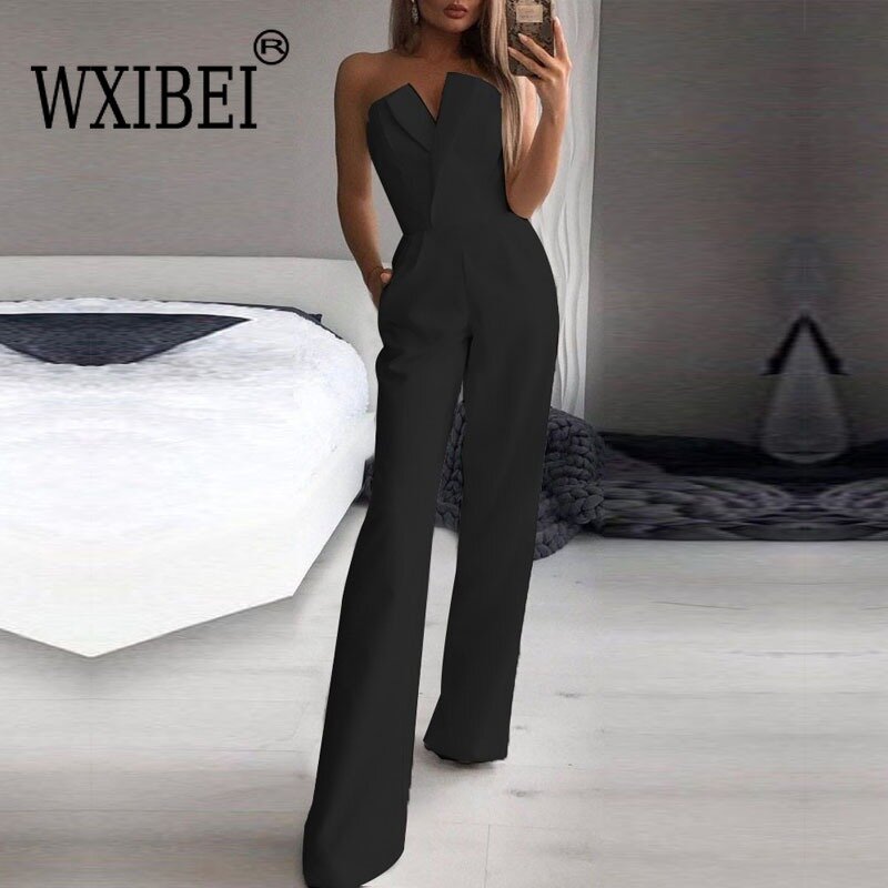 WXIBEI-Vestido de noite feminino de cintura alta o pescoço, macacão ombre estampado feminino, vestido longo e fino até o chão, vestido de festa de cintura alta, 03A052