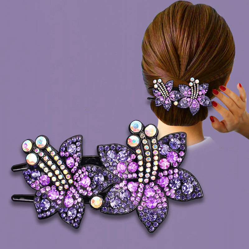 Pinza de pelo multicolor para mujer, accesorio para el cabello con diamantes de imitación, flor dulce, talla grande, informal, peluquería, 10,5 cm