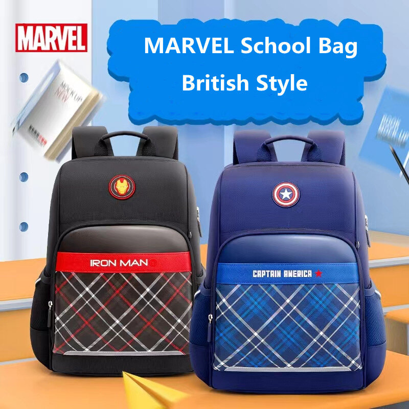 2024 Disney School Bags For Boys Grade 1-3 Iron Spider Man Primary Student Shoulder Orthopedic Backpack Captain America Mochilas