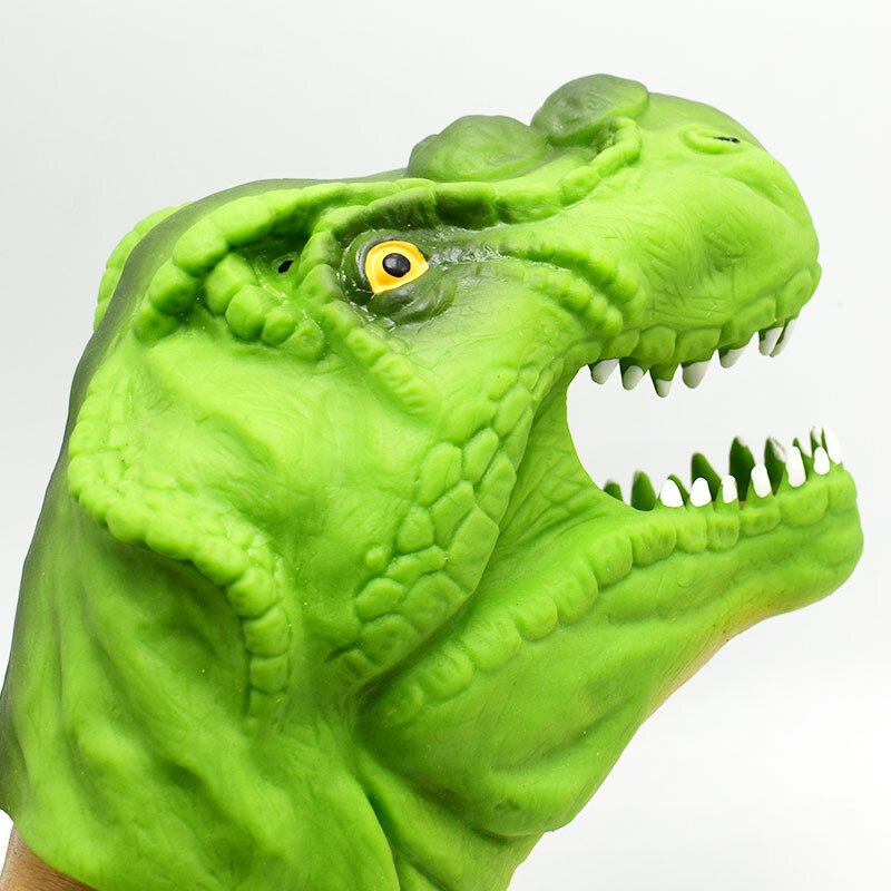 Neuheit lustig tpr Jurassic grün Tyranno saurus Rex Dinosaurier Handpuppe Spielzeug Geschichte Requisiten Simulation Dinosaurier Handpuppe Spielzeug