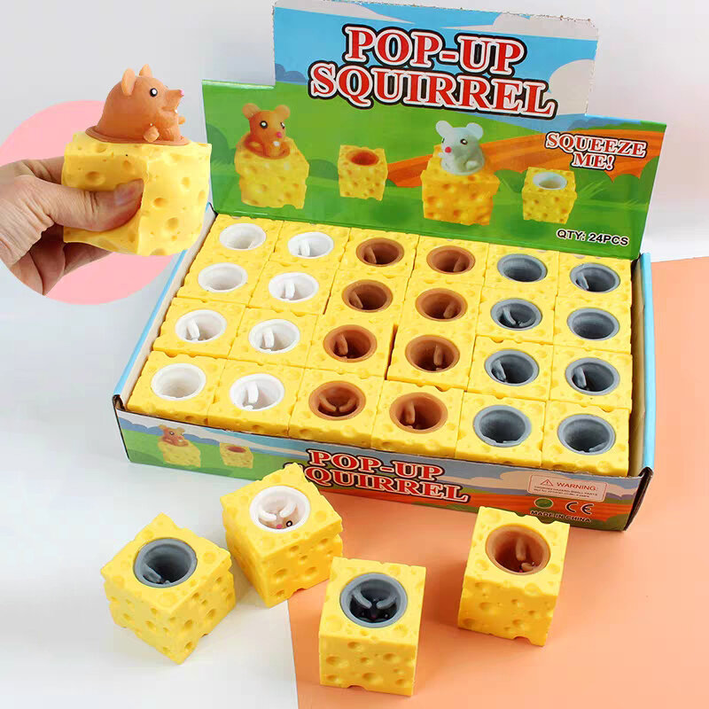 Cartoon serowa myszka kubek zabawki do ściskania dzieci dorosłych odprężające gry dekompresyjne zmysłowe Fidget szczypiące zabawka upominki