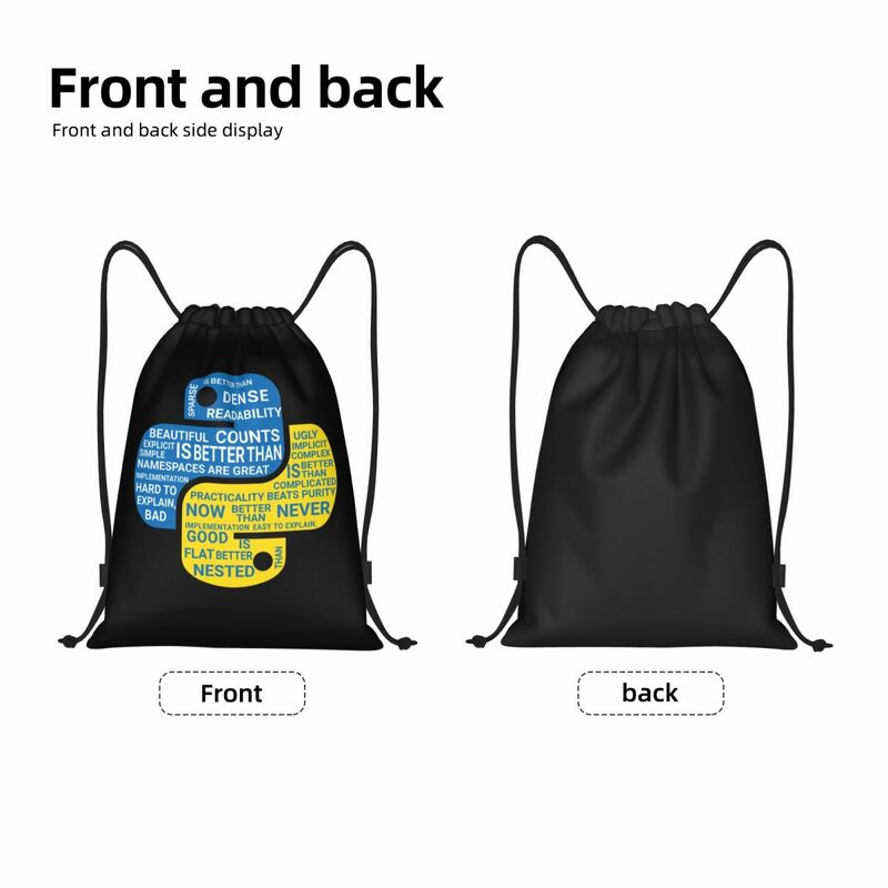 Niestandardowa koszulka programistów Pythona torby ze sznurkiem mężczyzn kobiet lekka programista programista siłownia plecak do przechowywania