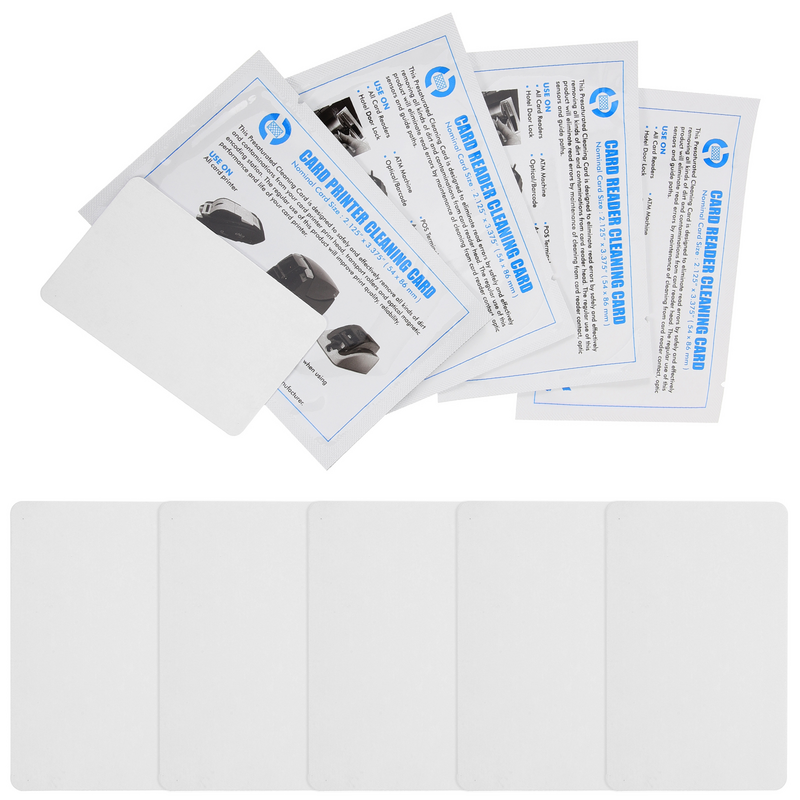 Cartões de limpeza reutilizáveis para Pos, Cartões De Papel, Limpadores De Impressora, Terminal Reader, Acessório PVC, 10 Pcs