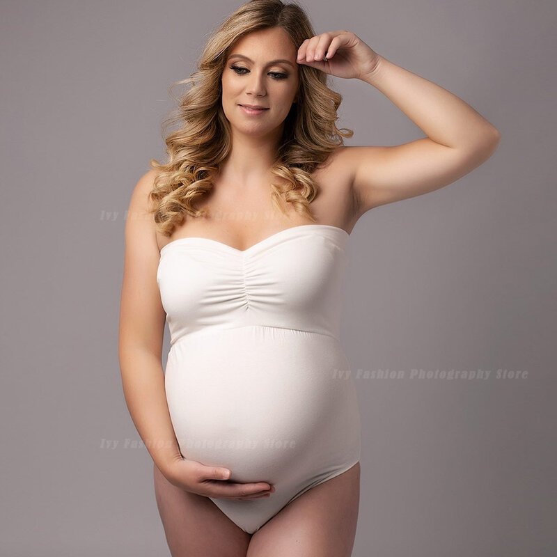 Strapless Rekbare Stof Zwangerschaps Bodysuit Fotografie Jumpsuit Voor Vrouwen Zwangerschap Bodysuit