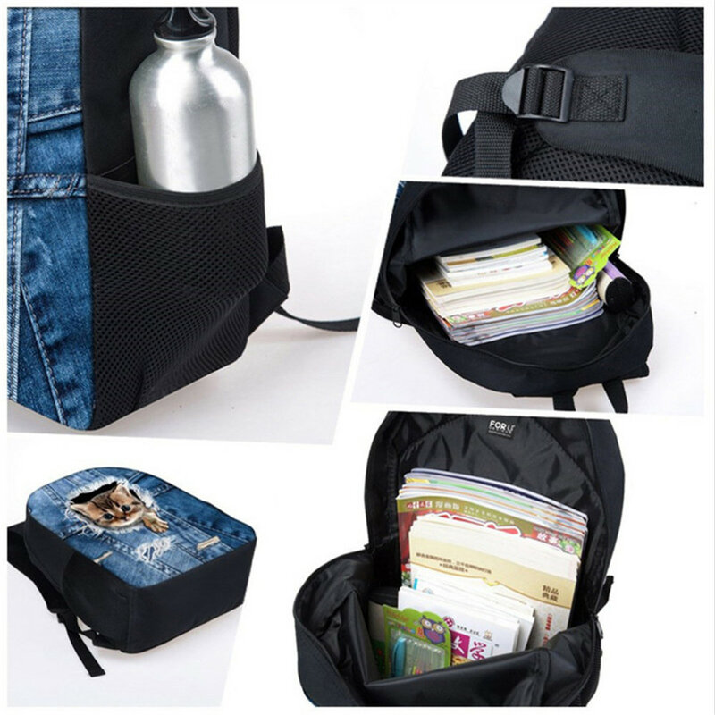 Novo 3d sacos de escola preto branco cavalo impressão mochilas para adolescentes meninos meninas 3 pçs conjunto saco livro rucksuck almoço
