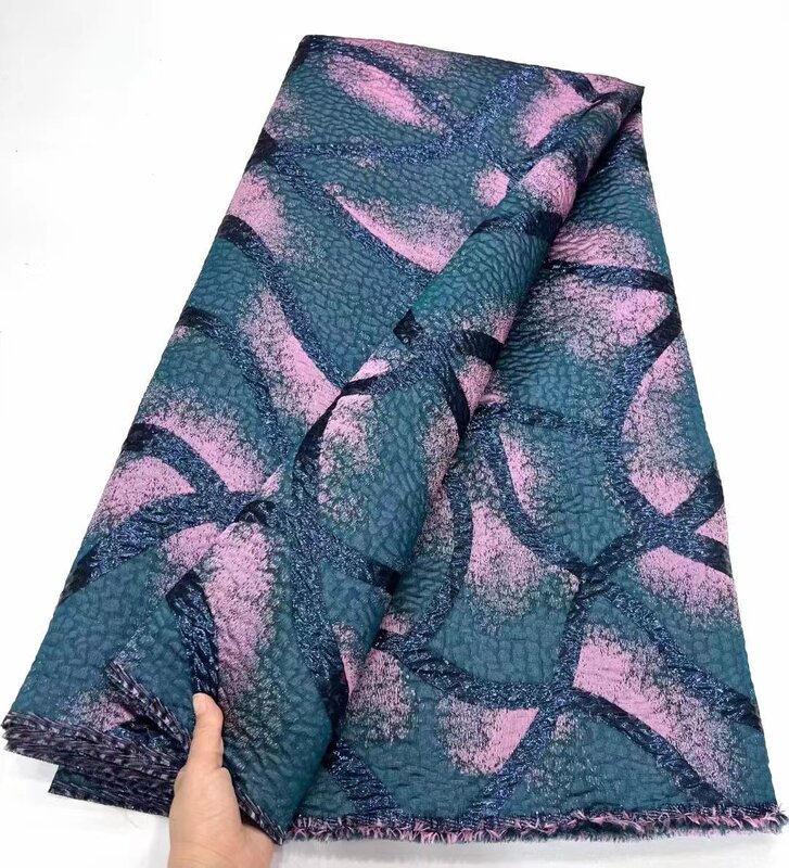 Tela de encaje Jacquard Nigeriano para mujer, tejido de encaje brocado africano de alta calidad para coser vestidos de fiesta de boda, 2024