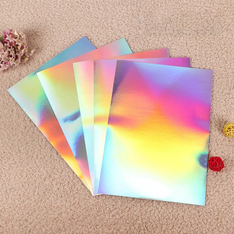 20 Sheets Holographic Sticker Paper, Self , Oil Proof, Tear Resistant, Printable, Rainbow Sticker, for Inkjet Printer mm