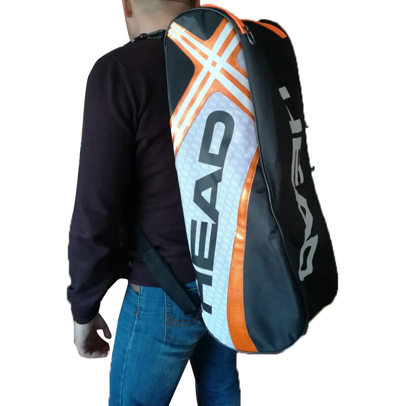 HEAD Tennis Bag Mens Tennis Racket Large Sport Bag Outdoor Gym Badminton Backpack 4-9 Racquet Sports Bag With Handle Waterproof